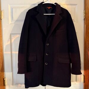 BARENA Wool-Blend Felt Coat Navy Blue Coat Jacket 48 Italy